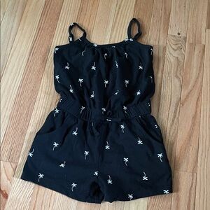 Cat & Jack Romper Girls 6 Black Palm Tree Print Casual Summer Sleeveless